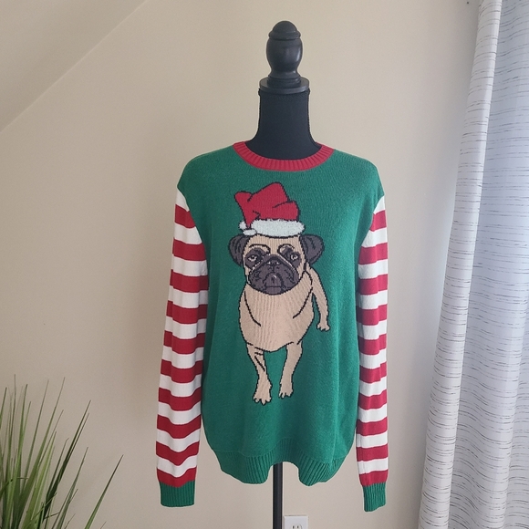 🎅PUG Ugly Christmas Sweater Holiday Sweater Size Large - Picture 2 of 8